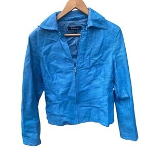 Evan-Picone Light Blue Leather Jacket I Size:L